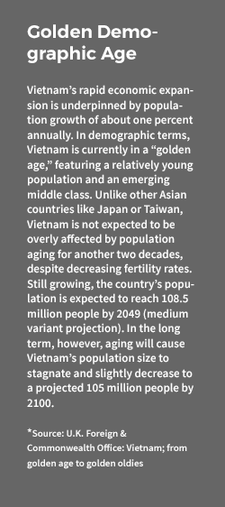 A textbox describing Vietnam's golden demographic age. 