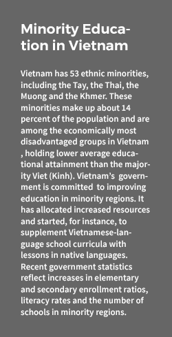 A textbox describing minority education in Vietnam. 