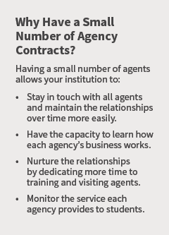 An infographic outlining the benefits of having a small number of agency contracts. 